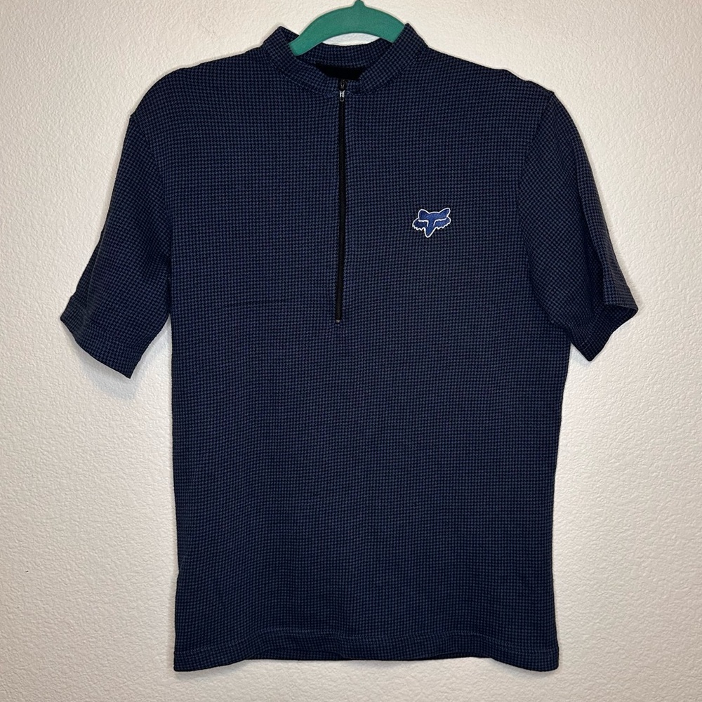 Vintage Fox Houndstooth Bike Shirt in Dark Blue Black